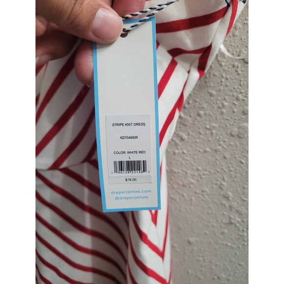 DRAPER JAMES Women's Sz Large Red And White Striped Knit Dress NWT - Picture 6 of 8